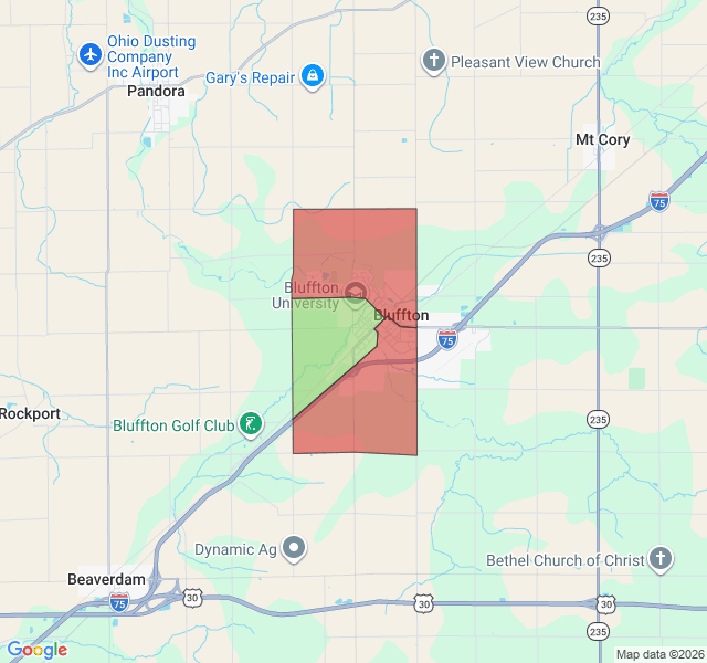 Map of septic coverage in Bluffton, OH