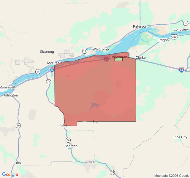 Map of septic coverage in Boardman, OR