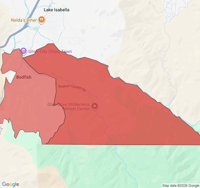 Map of septic coverage in Bodfish, CA