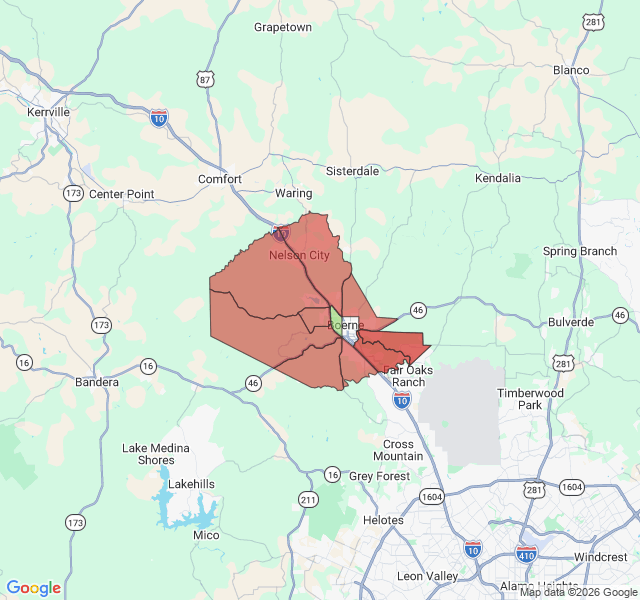 Map of septic coverage in Boerne, TX