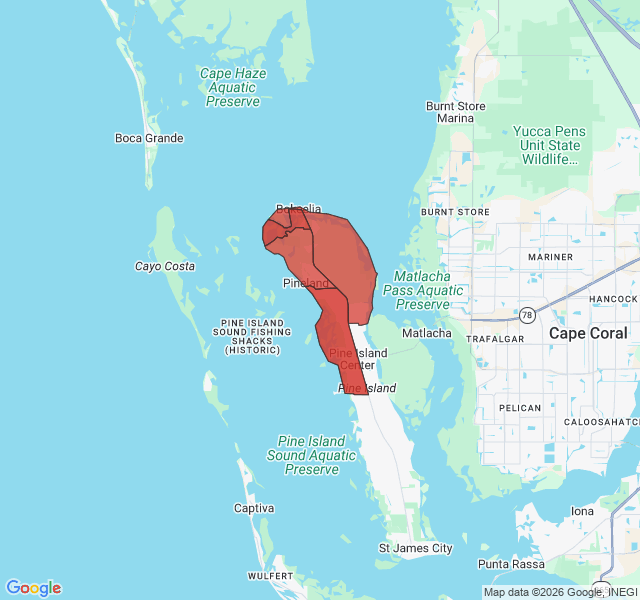 Map of septic coverage in Bokeelia, FL