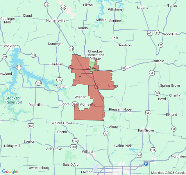 Map of septic coverage in Bolivar, MO