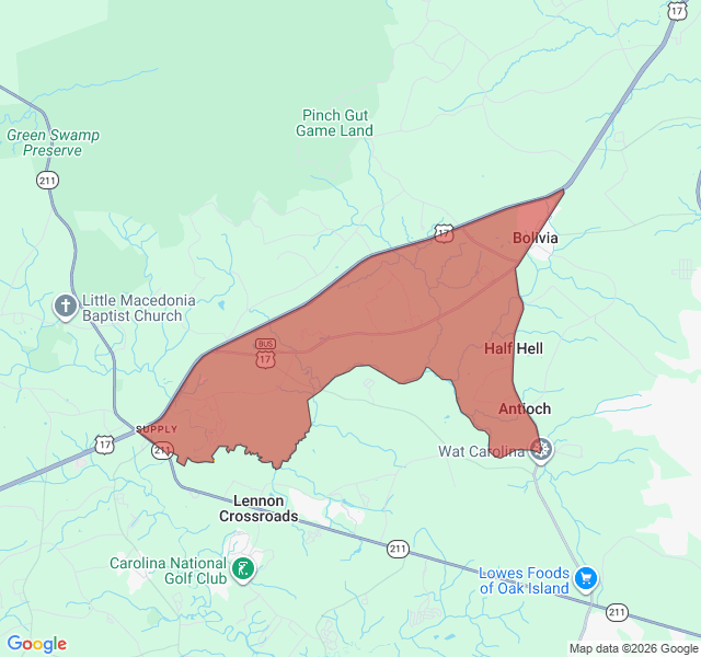 Map of septic coverage in Bolivia, NC