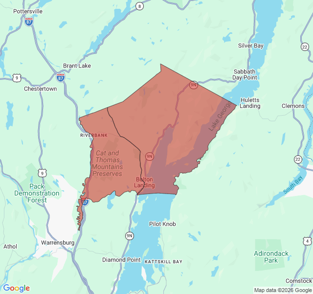 Map of septic coverage in Bolton Landing, NY
