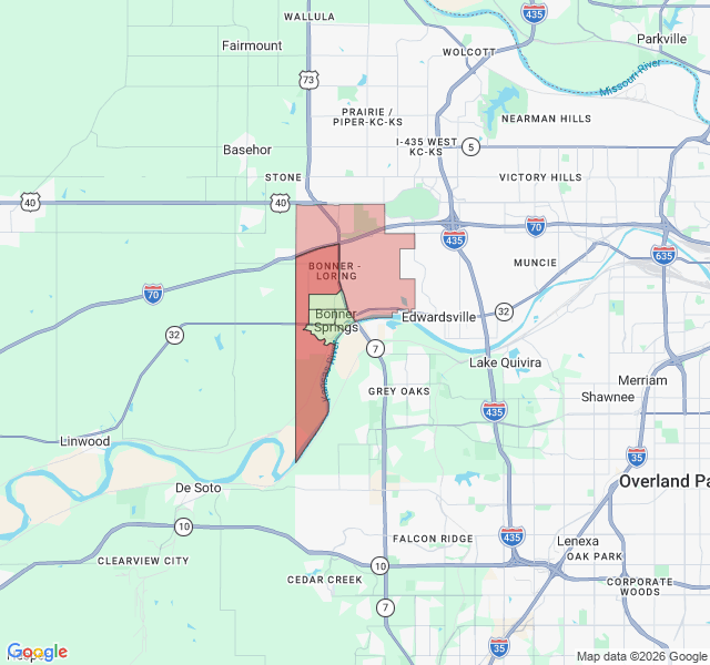Map of septic coverage in Bonner Springs, KS