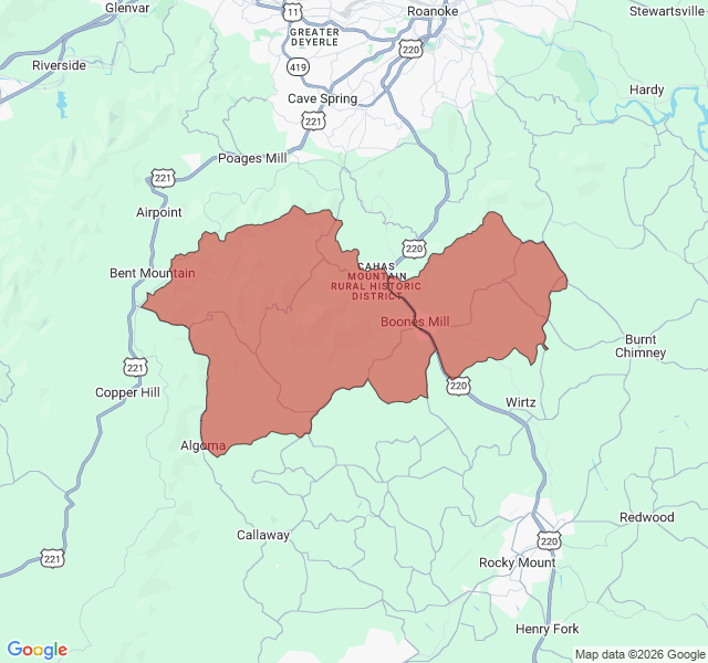 Map of septic coverage in Boones Mill, VA