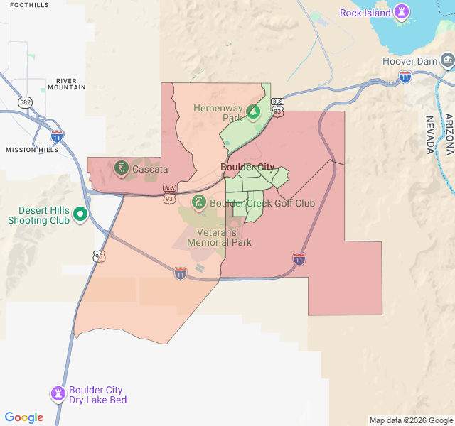 Map of septic coverage in Boulder City, NV