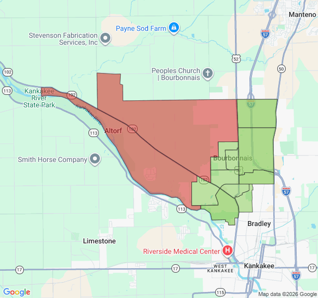 Map of septic coverage in Bourbonnais, IL
