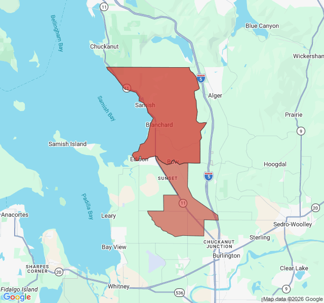Map of septic coverage in Bow, WA