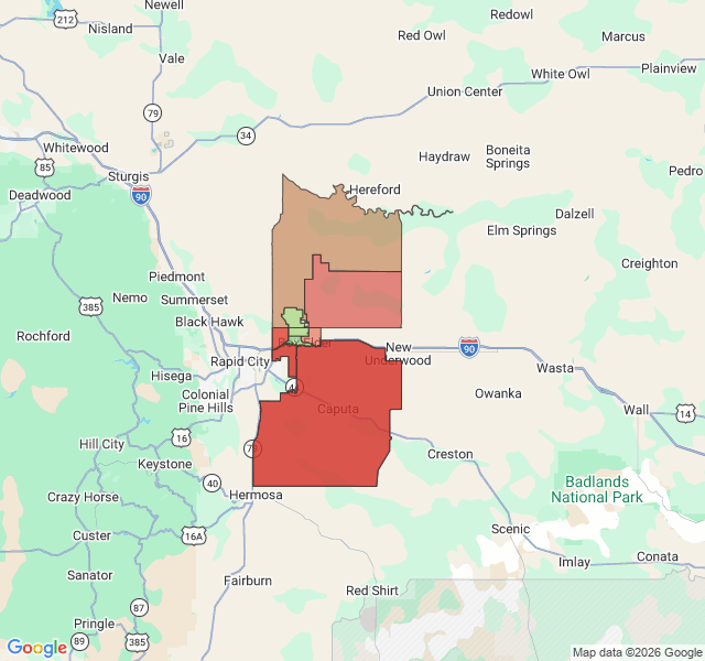 Map of septic coverage in Box Elder, SD