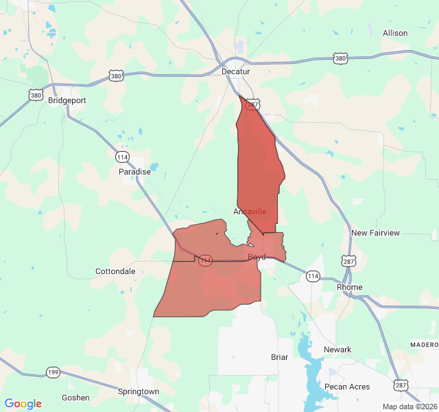 Map of septic coverage in Boyd, TX