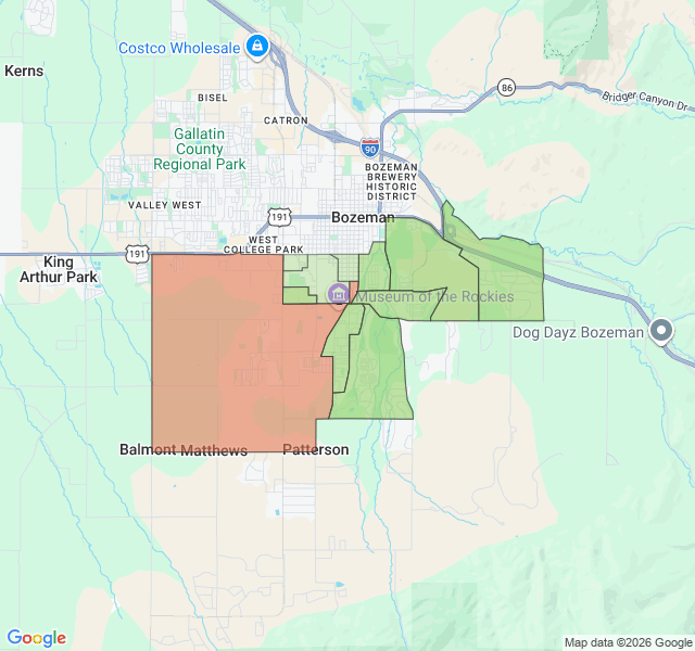 Map of septic coverage in Bozeman, MT