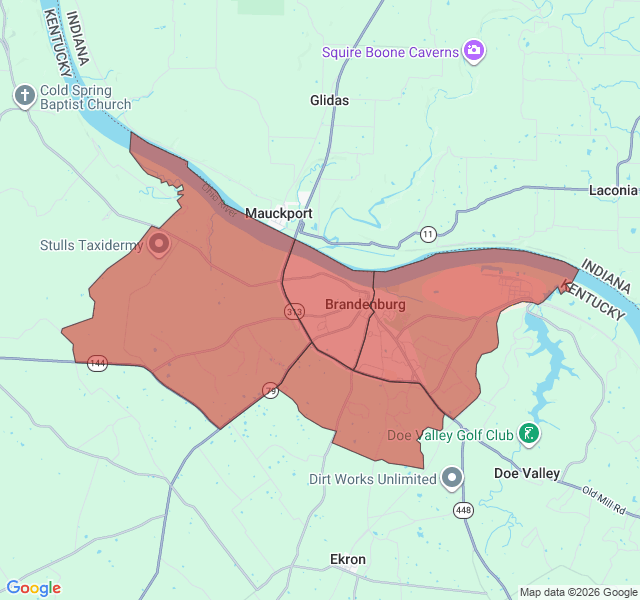 Map of septic coverage in Brandenburg, KY