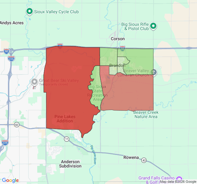 Map of septic coverage in Brandon, SD