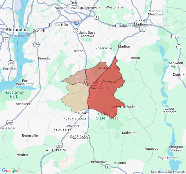 Map of septic coverage in Brandywine, MD