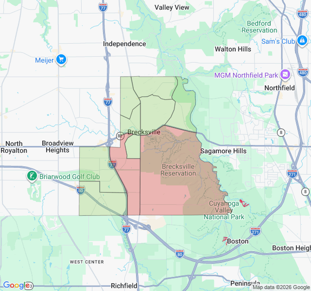 Map of septic coverage in Brecksville, OH