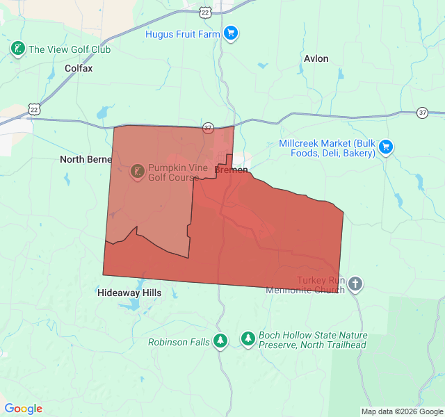 Map of septic coverage in Bremen, OH