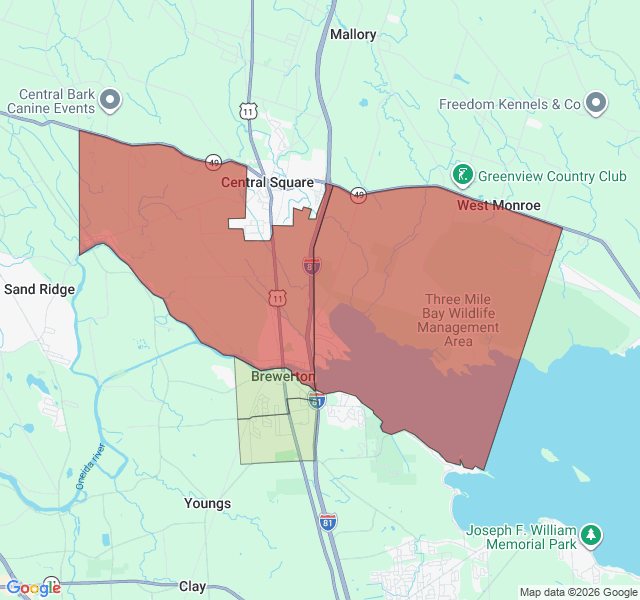 Map of septic coverage in Brewerton, NY