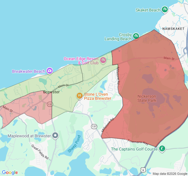 Map of septic coverage in Brewster, MA