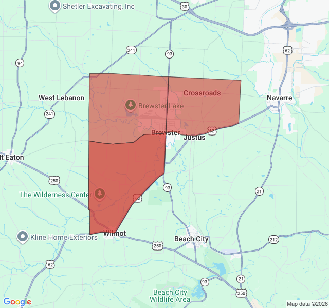 Map of septic coverage in Brewster, OH
