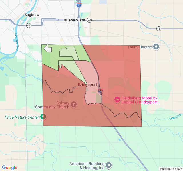 Map of septic coverage in Bridgeport, MI