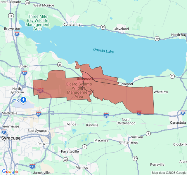 Map of septic coverage in Bridgeport, NY