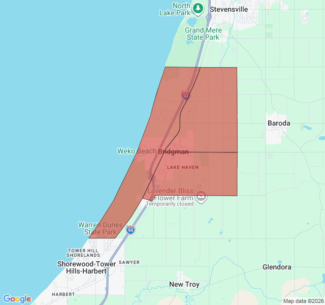 Map of septic coverage in Bridgman, MI