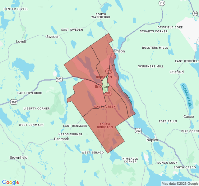 Map of septic coverage in Bridgton, ME