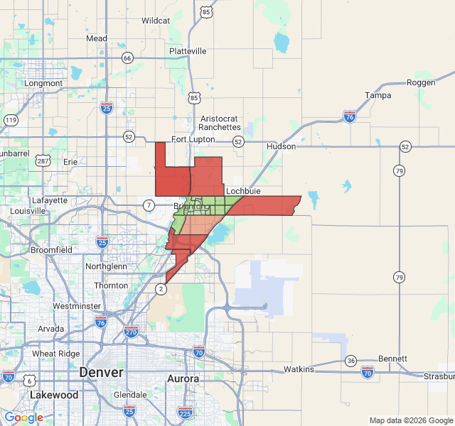 Map of septic coverage in Brighton, CO