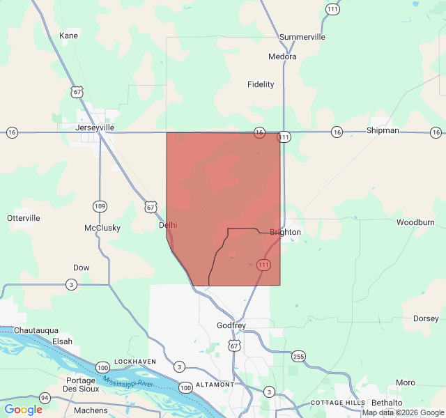 Map of septic coverage in Brighton, IL