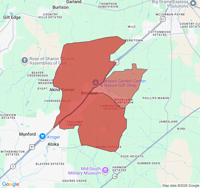 Map of septic coverage in Brighton, TN