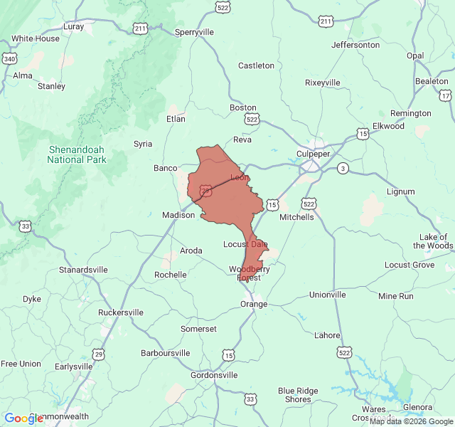 Map of septic coverage in Brightwood, VA