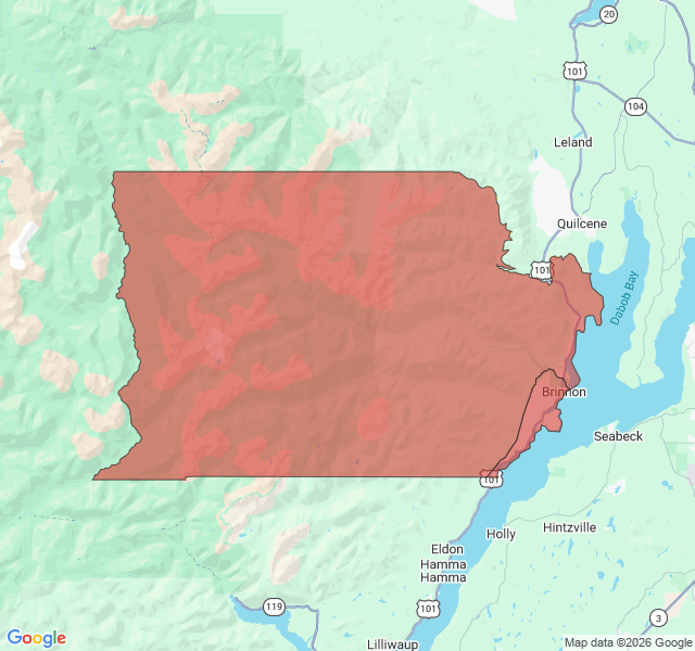 Map of septic coverage in Brinnon, WA