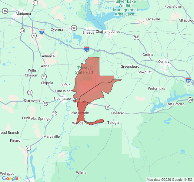 Map of septic coverage in Bristol, FL