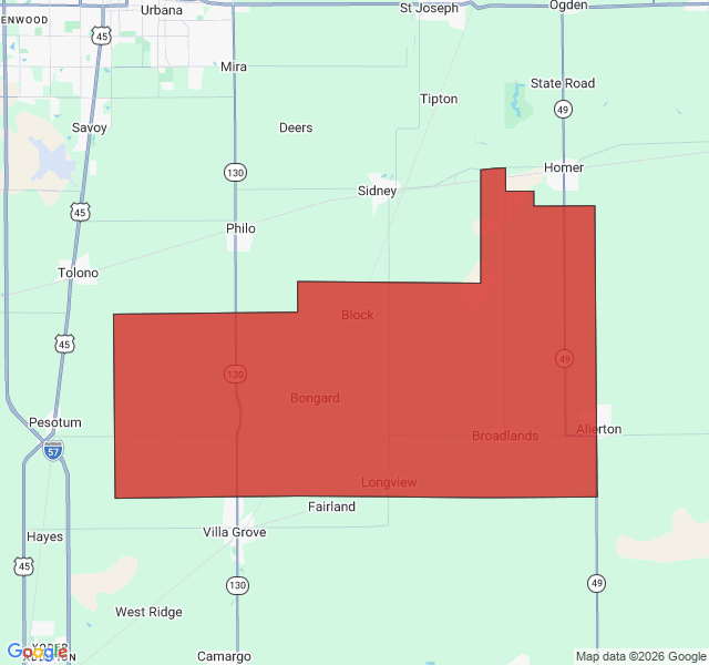 Map of septic coverage in Broadlands, IL