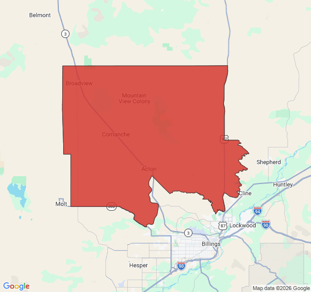 Map of septic coverage in Broadview, MT