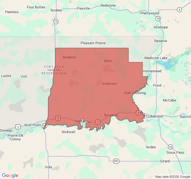 Map of septic coverage in Brockton, MT