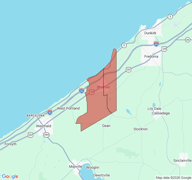 Map of septic coverage in Brocton, NY