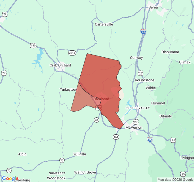 Map of septic coverage in Brodhead, KY