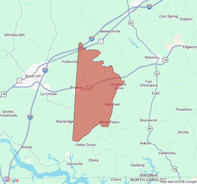 Map of septic coverage in Brodnax, VA