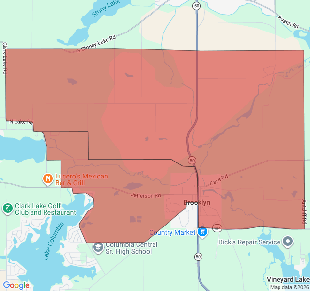 Map of septic coverage in Brooklyn, MI