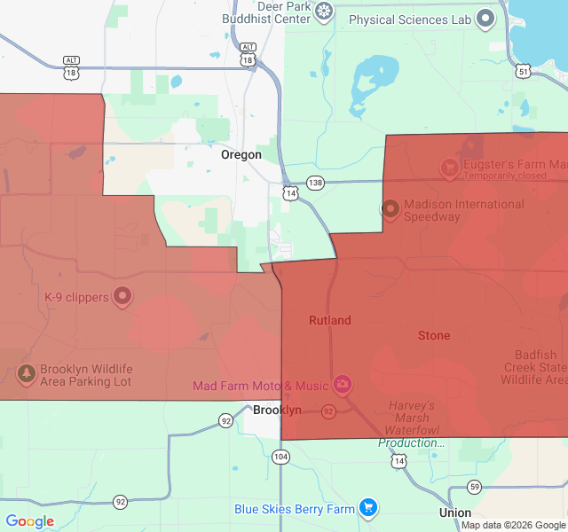 Map of septic coverage in Brooklyn, WI