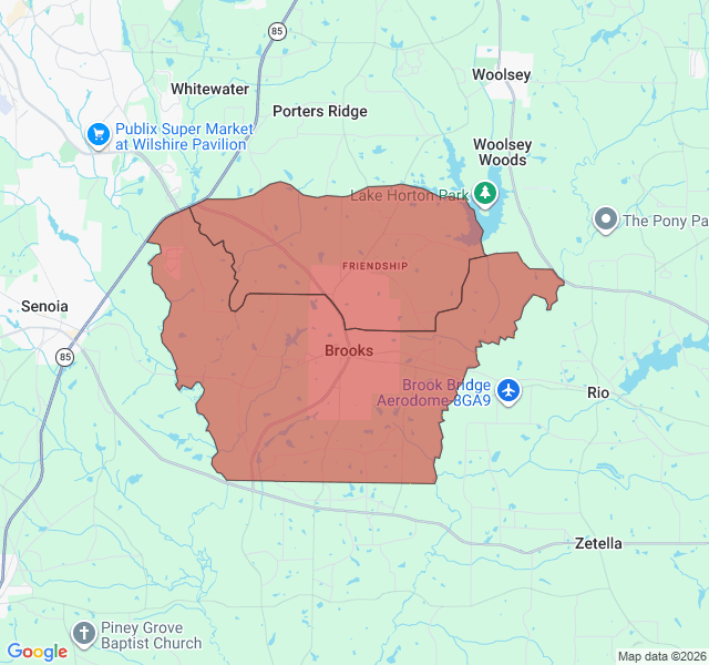 Map of septic coverage in Brooks, GA