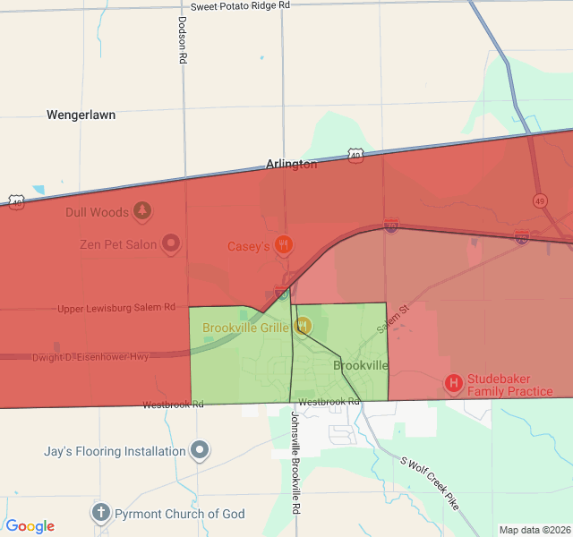Map of septic coverage in Brookville, OH