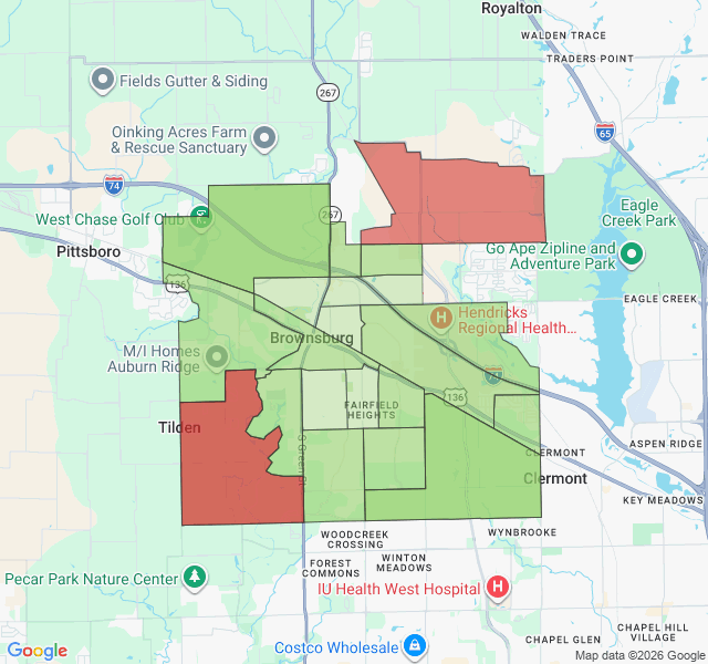 Map of septic coverage in Brownsburg, IN