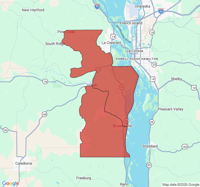 Map of septic coverage in Brownsville, MN