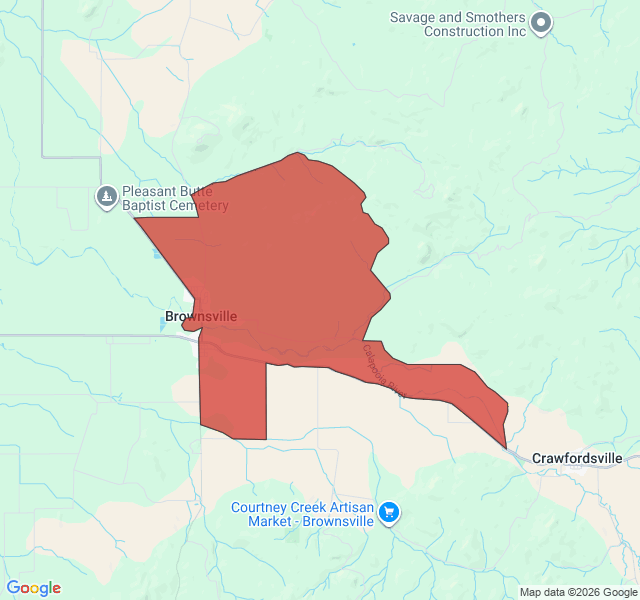 Map of septic coverage in Brownsville, OR