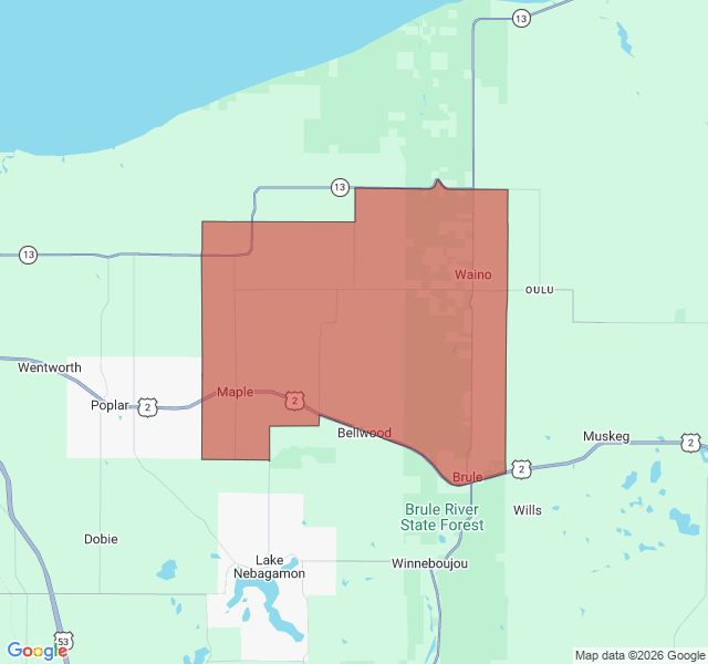 Map of septic coverage in Brule, WI