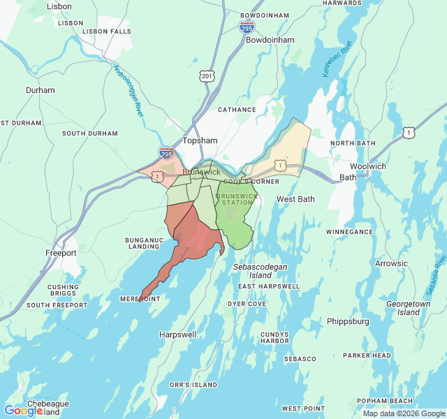 Map of septic coverage in Brunswick, ME