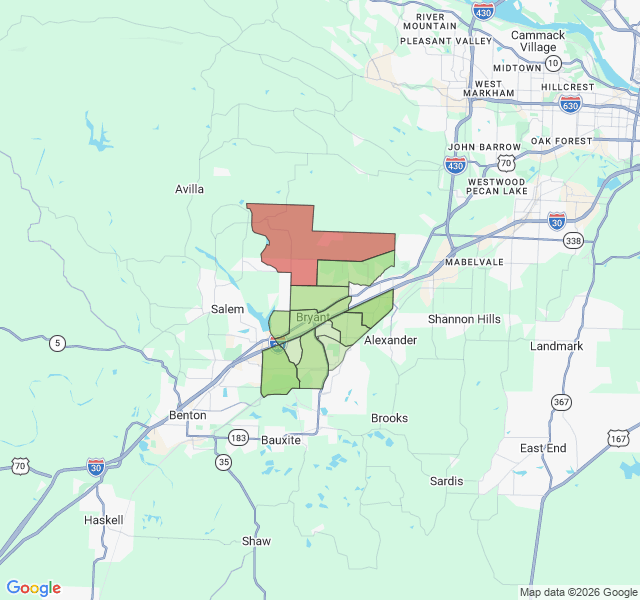 Map of septic coverage in Bryant, AR